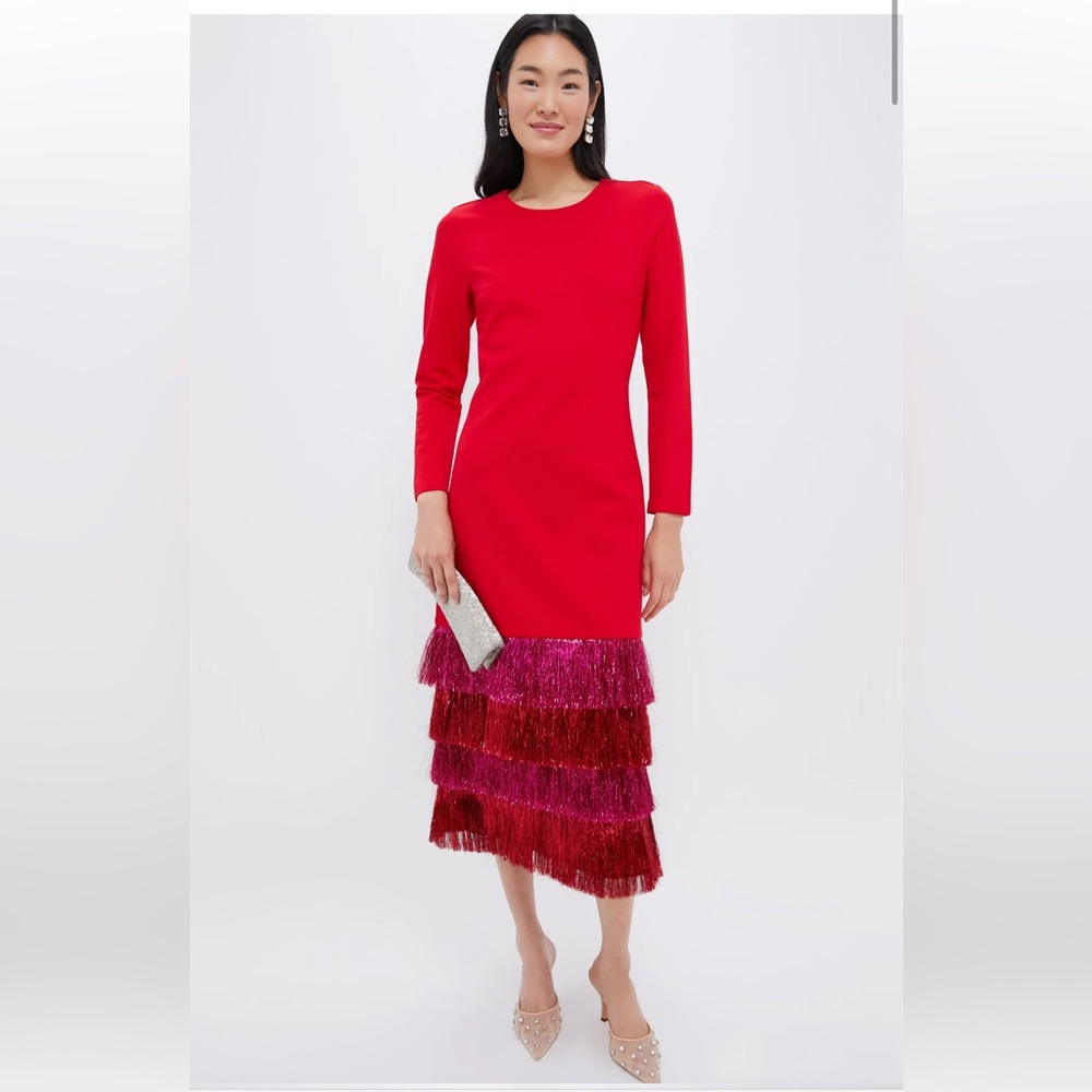 Hyacinth House - Tuckernuck - Red & Pink Metallic Fringe Francie Maxi Dress - XS